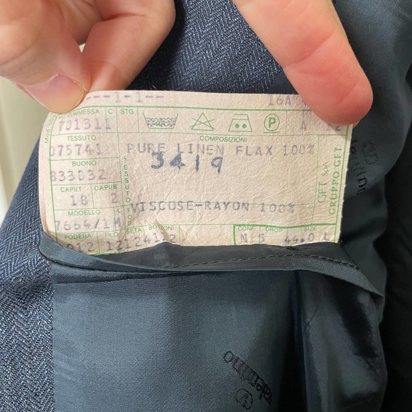 Valentino Blue Linen Three Button Single Breast Blazer 44L - Picture 6 of 7